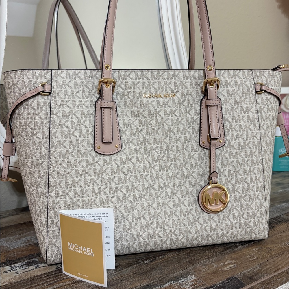 Michael Kors Cream and Tan Signature Tote